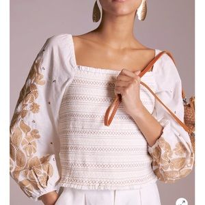 Anthropologie Smock Embroidered Blouse - NWT